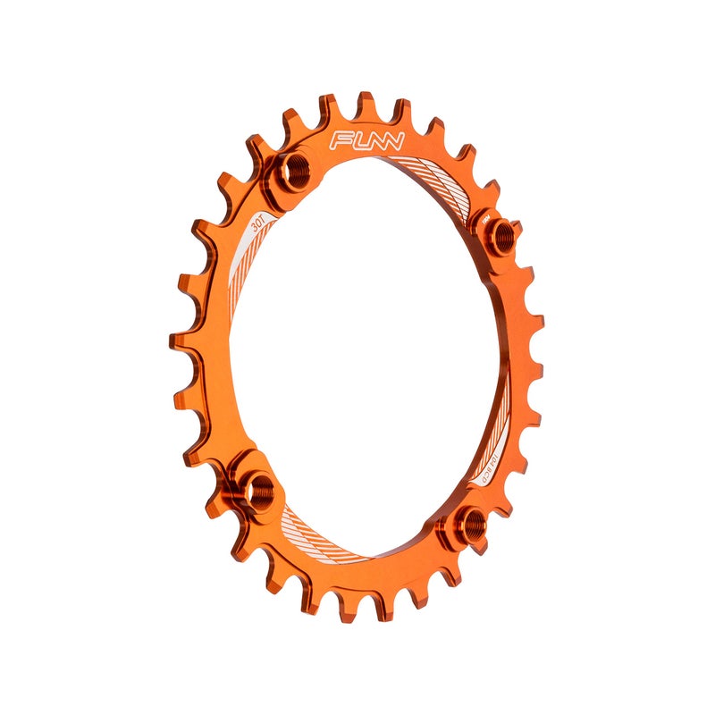 Funn Solo Narrow Wide Chainring for 9 10 11 12 Speed Chain, Fits 104mm BCD Interface Crankset, Single Speed Bike Chain Ring for MTB, BMX Bike, Gravel Bike and Road Bike (30T, Orange) - Image 1